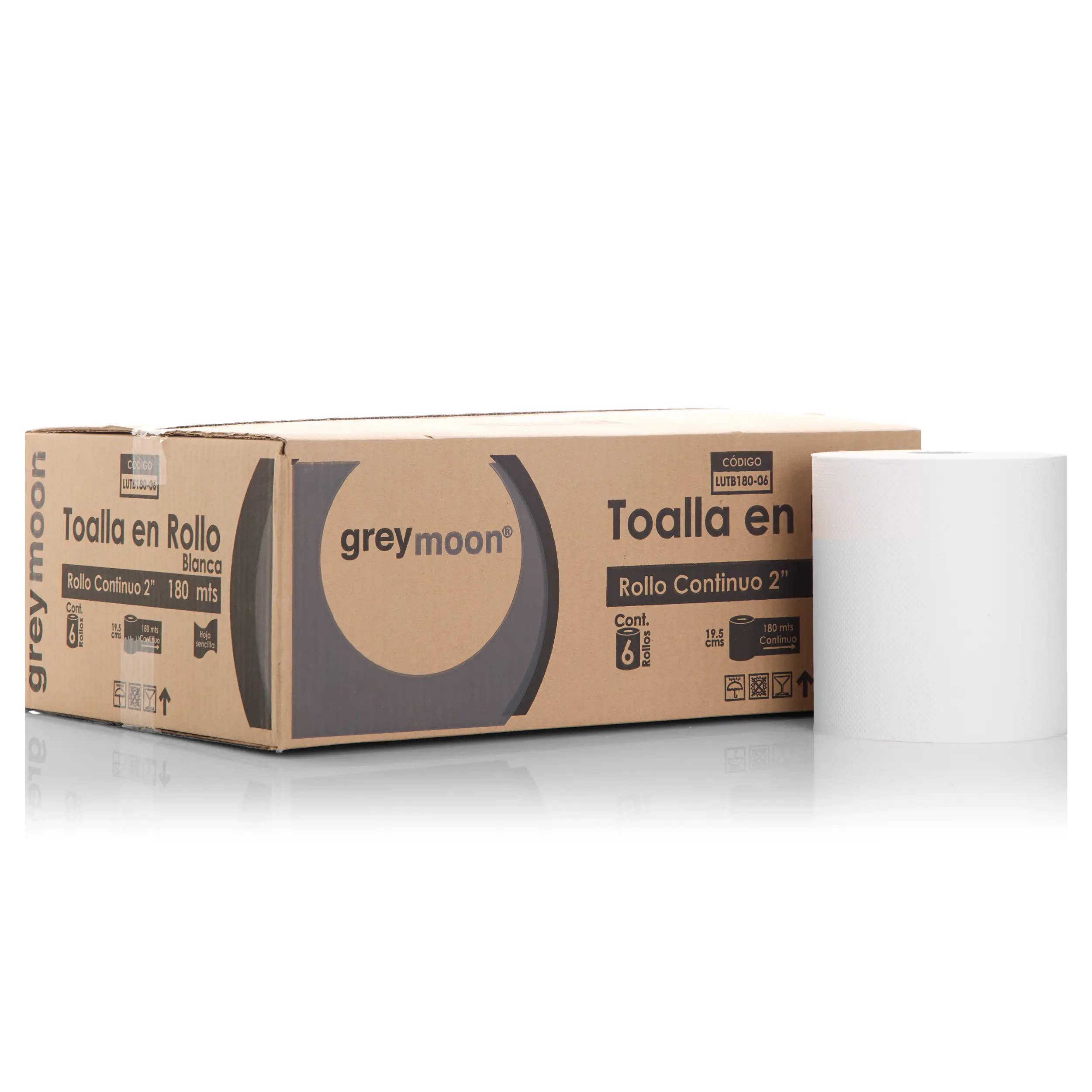 TOALLA EN ROLLO BLANCA 6 ROLLOS 180 mts.